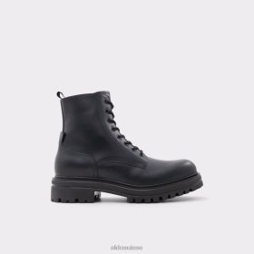 Aldo Mode cuir noir lisse nouveauté fauconer à lacets botte semelle à crampons 60B00Z11069 Aldo Suisse